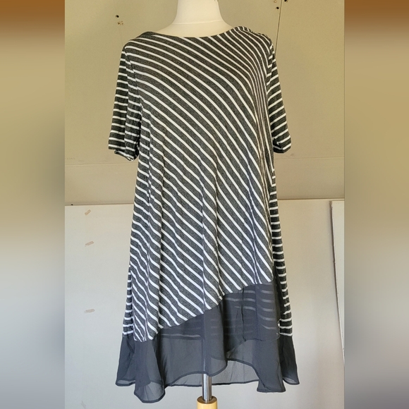 Kori America Womens Long Tunic Tee Tshirt Dress Striped size XL Plus Size - Picture 3 of 6